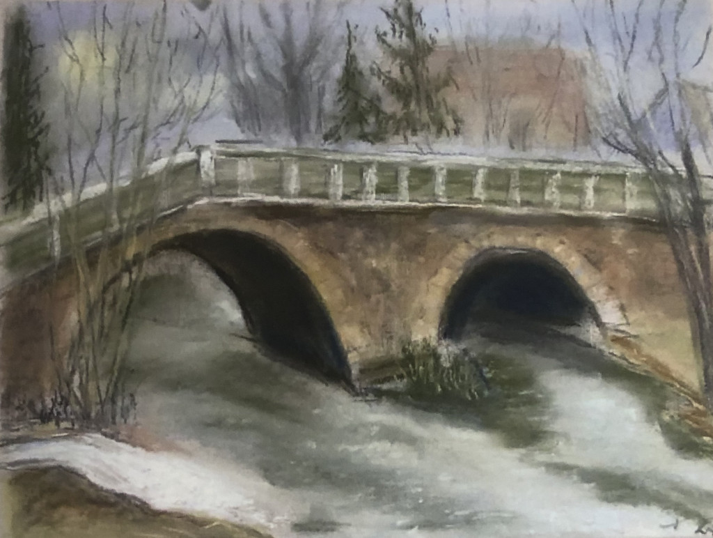 Ausstellung im Bienenmuseum, Brücke in Oberweimar, Pastell von Ingrid Prager